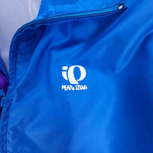 PEARL IZUMI Windbreaker Cycling Jacket Reflective Biking XL 90s Colorblock Blue - Picture 6 of 11